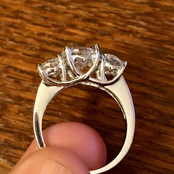 CZ By Kenneth Jay Lane Round CZ Triple Stone Ring - Picture 7 of 8